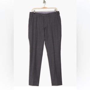 Original Penguin Charcoal Solid Wool Blend Trim Fit Suit Trousers 34x34